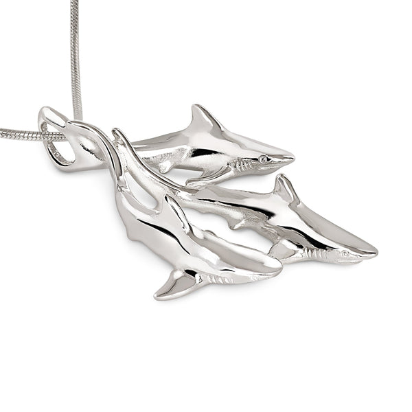 Shark Necklace Sterling Silver- Grey Reef Shark Necklace, Sterling Silver Reef Shark Necklace, Shark Pendant