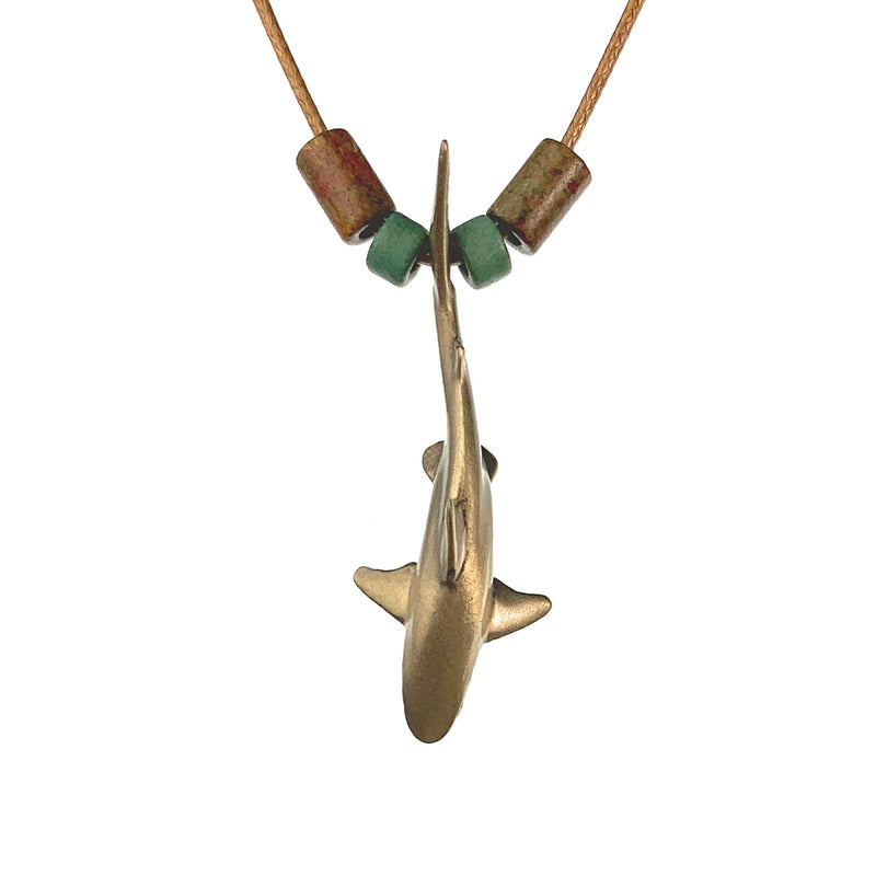 Shark Necklace for Men and Women Bronze- Bronze Reef Shark Necklace for Women, Bronze Reef Shark Necklace, Shark Jewelry