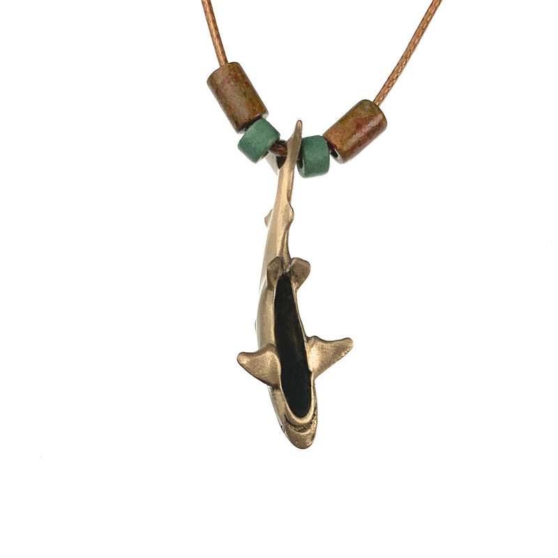 Shark Necklace for Men and Women Bronze- Bronze Reef Shark Necklace for Women, Bronze Reef Shark Necklace, Shark Jewelry