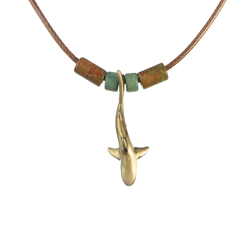 Shark Necklace for Men and Women Bronze- Bronze Reef Shark Necklace for Women, Bronze Reef Shark Necklace,Shark Jewelry