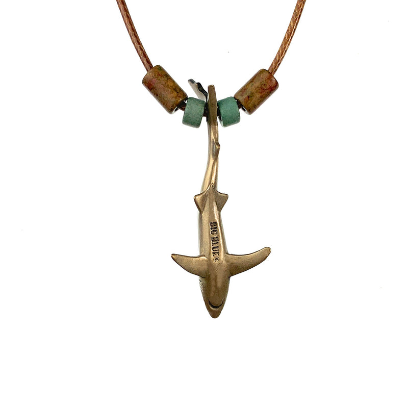 Shark Necklace for Men and Women- Bronze Blue Shark Pendant, Gifts for Shark Lovers, Blue Shark Charm Necklace, Scuba Gift, Joe Romeiro Necklace