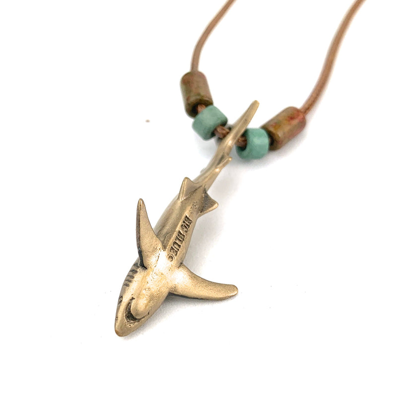 Shark Necklace for Men and Women- Bronze Blue Shark Pendant, Gifts for Shark Lovers, Blue Shark Charm Necklace, Scuba Gift, Joe Romeiro Necklace