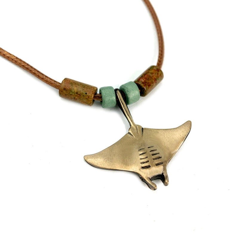 Stingray Necklace Antique Bronze- Manta Ray Necklace for Women | Bronze Stingray Necklace | Stingray Jewelry | Manta Ray Pendant  Scuba Diving Jewelry