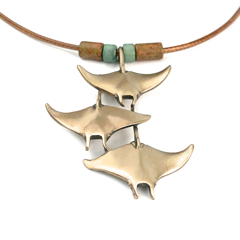 Manta Ray Necklace Antique Bronze- Stingray Jewelry, Manta Ray Pendant, Scuba Diving Jewelry, Ocean Inspired Bronze Jewelry