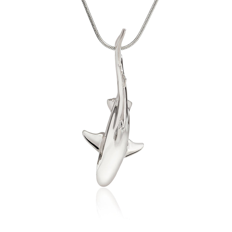 Shark Necklace for Women Sterling Silver- Grey Reef Shark Necklace for Women, Sterling Silver Reef Shark Necklace, Shark Jewelry, Shark Pendant