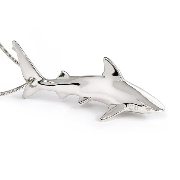 Shark Necklace for Women Sterling Silver- Grey Reef Shark Necklace for Women, Sterling Silver Reef Shark Necklace, Shark Jewelry, Shark Pendant