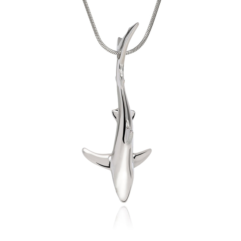 Shark Necklace for Men and Women- Sterling Silver Blue Shark Pendant, Gifts for Shark Lovers, Blue Shark Charm Necklace, Joe Romeiro Necklace