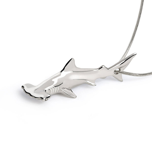 Shark Necklace for Men and Women- Sterling Silver Shark Pendant, Shark Jewelry, Gifts for Shark Lovers, Scuba Diving Gifts, Hammerhead Shark