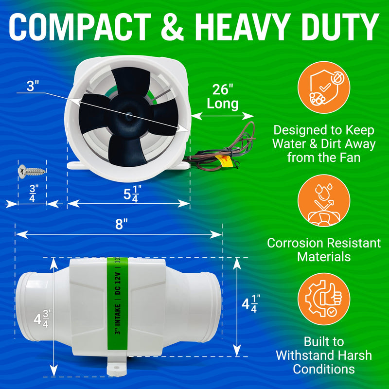 Boat Blower Fan Inline 12v