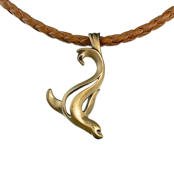 Sea Lion Necklace for Women- Bronze Sea Lion Pendant Necklace, Sea Lion Charms, Beachy Necklaces, Sea Life Pendant
