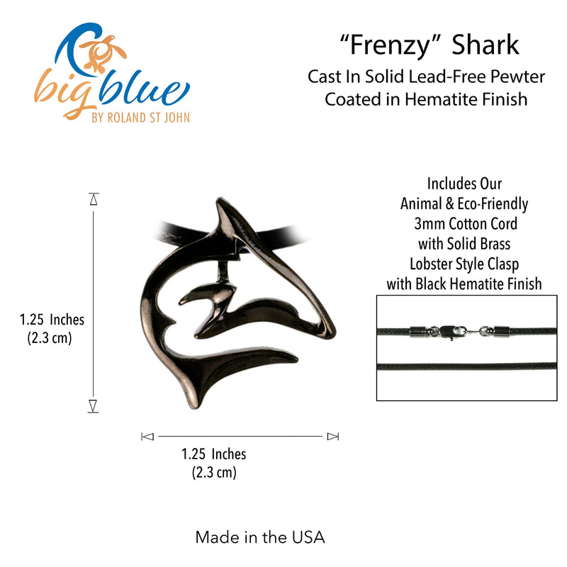 Shark Necklaces for Men and Women- Hematite Shark Pendant, Jet Black Shark Necklace, Hematite Necklaces, Gifts for Shark Lovers, Scuba Diving Gifts