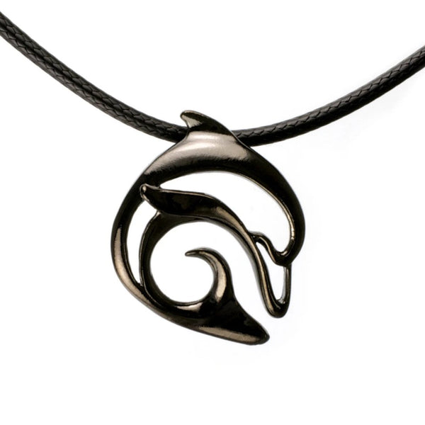 Dolphin Necklace for Men and Women- Hematite Dolphin Pendant for Men, Dolphin Charm Hematite, Dolphin Jewelry for Women, Jet Black  Jewelry