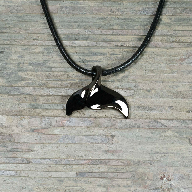 Whale Tail Necklace Hematite- Whale Fluke Black Pendant, Whale Watching Gift, Jet Black Whale Fluke Necklace, Gifts for Whale Lovers, Fluke Charm