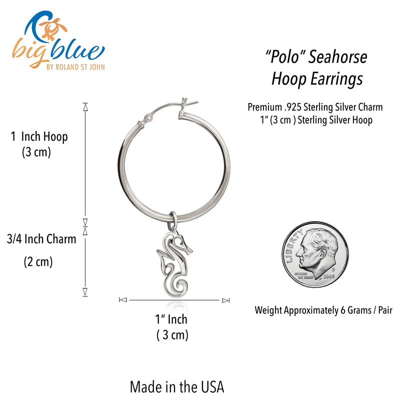 Seahorse Hoop Earrings for Women Sterling Silver- Seahorse Drop Earrings, Seahorse Dangle Hoop Earrings, Seahorse Jewelry, Seahorse Gifts
