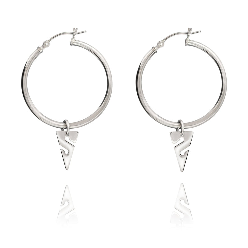 Line Arrow Sterling Silver Hoop Earrings- Earrings for Scuba Divers, Cave Diver Line Arrow Sterling Silver Drop Earrings