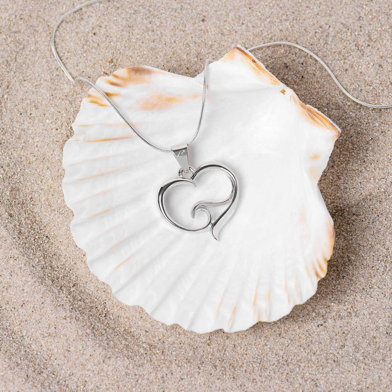 Ocean Wave Necklace Sterling Silver- Heart of the Ocean Pendant, Ocean Lover Gifts, Sea Life Jewelry
