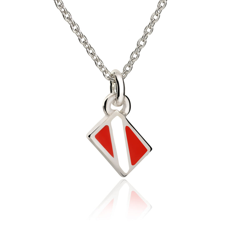 Dive Flag Necklace for Women Sterling Silver- Scuba Diving Gifts for Women- Scuba Diving Necklaces, Dive Flag Charm Necklace, Gifts for Scuba Divers