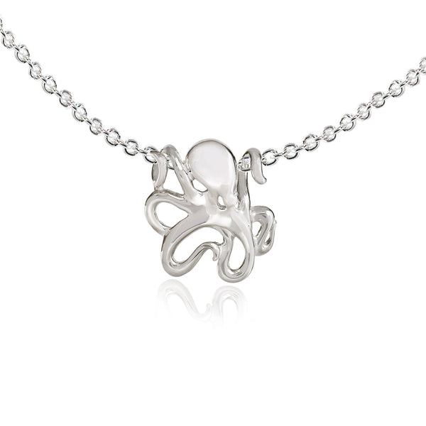 Miniature Octopus Necklaces for Women Sterling Silver- Octopus Jewelry for Women, Sea Life Jewelry, Octopus Gifts