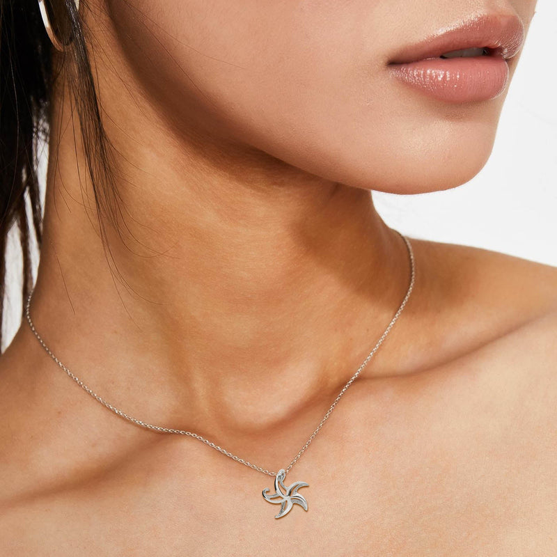 Starfish Necklace Sterling Silver for Women- Small Seastar Necklaces, Small Starfish Charms, Seastar Jewelry Sterling Silver, Beach Necklaces