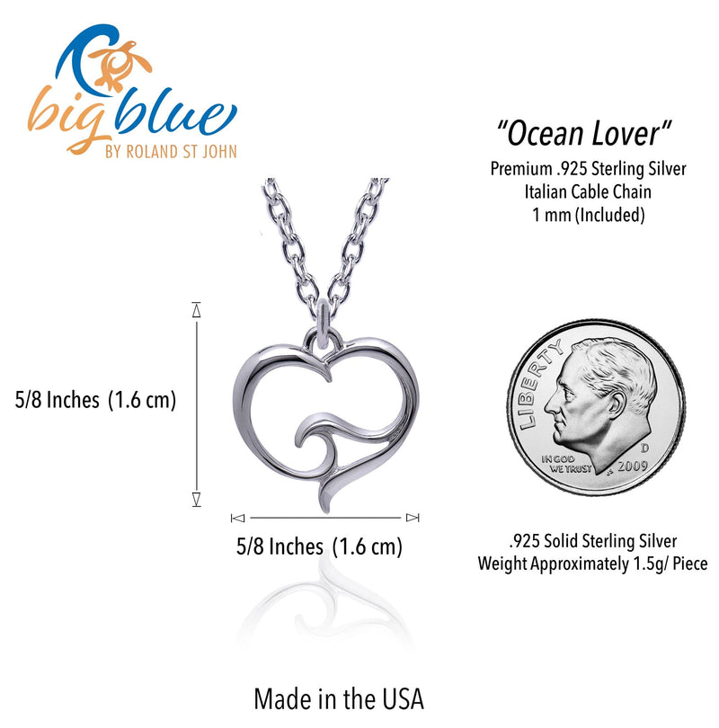 Ocean Wave Necklace Sterling Silver- Heart of the Ocean Pendant, Ocean Lover Gifts, Sea Life Jewelry