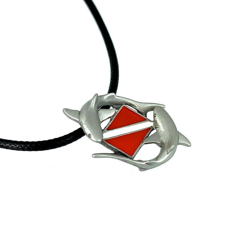 Shark Diver Necklace Pendant- Shark Gifts for Women and Men, Reef Shark Necklace, Gifts for Shark Divers, Dive Flag Jewelry, Sharks Charm
