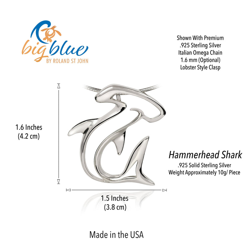 Shark Necklace for Men and Women-Sterling Silver Hammerhead Shark Pendant for Women, Shark Charm 925, Shark Jewelry for Women, Gifts for Shark Lovers