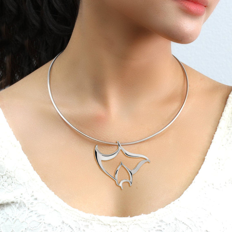 Manta Ray Necklaces for Women- Stingray Necklace Sterling Silver- Stingray Jewelry, Scuba Diving Jewelry, Ocean Inspired Fine Jewelry