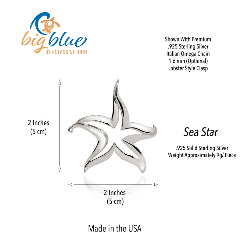 Starfish Necklace Sterling Silver for Women- Sea Star Pendants, Starfish Jewelry for Women, Sea Star Jewelry Sterling Silver, Beachy Necklaces