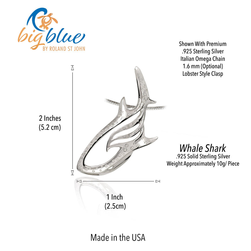 Whale Shark Necklace Charm for Women- Whale Shark Sterling Silver Jewelry, Shark Gifts for Shark Lovers, Scuba Diving Gifts, Scuba Diving Jewelry