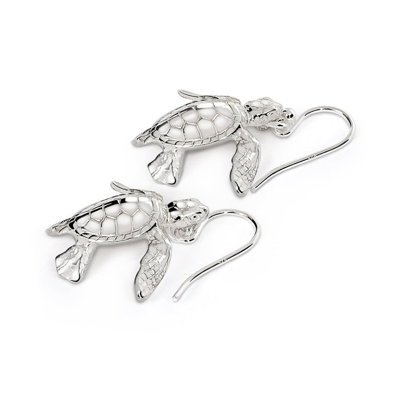 Turtle Earrings Sterling Silver- Sea Turtle Drop Earrings, Sea Turtle Gift for Women, Sterling Silver Turtle Dangle Earrings, Gifts for Turtle Lovers