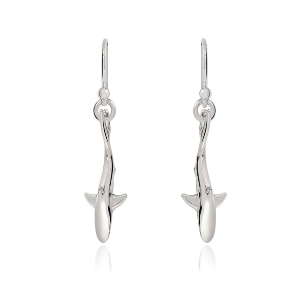Shark Earrings for Women Sterling Silver- Shark Drop Earrings, Sterling Silver Shark Dangle Earrings, Gifts for Shark Lovers, Shark Charm Earrings
