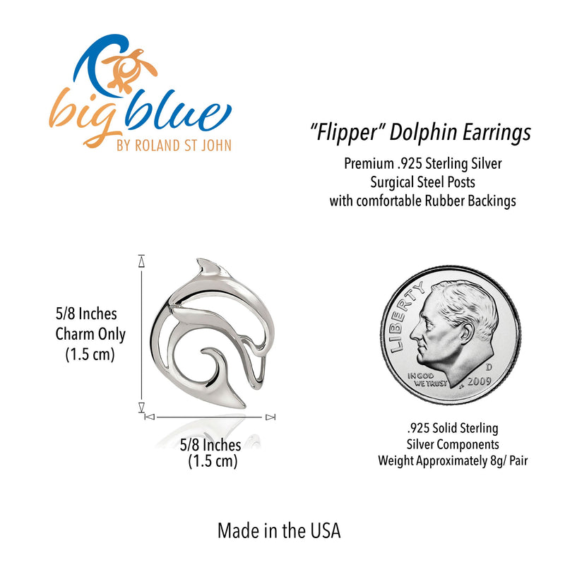 Dolphin Post Earrings Sterling Silver- Dolphin Stud Earrings for Women, Dolphin Charm Earrings, Dolphin Stud Earrings Sterling Silver