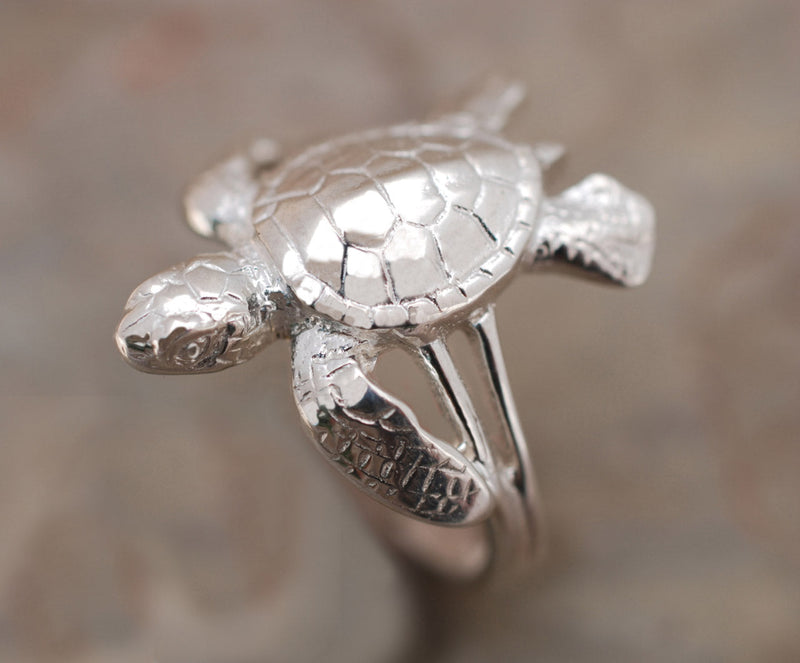 Turtle Ring, Sterling Silver Turtle Ring- Baby Hatchling Sterling Silver Ring, Rings for Scuba Divers