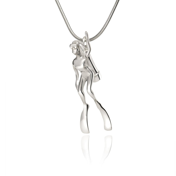 Women Scuba Diver Sterling Silver Necklace Pendant for Women