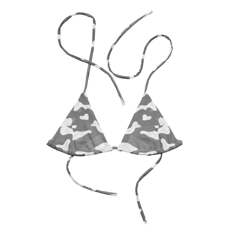 Women's Summer - String Bikini Top - Grey Camo