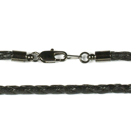 3mm Black Braided Cotton Cord with Hematite Finish Ends
