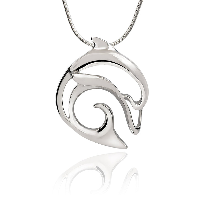 Dolphin Pendant Necklace Sterling Silver- Ocean Theme Jewelry, Gifts for Dolphin Lovers, Sea Life Jewelry, Gifts For Divers