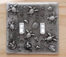 Sea Turtle Double Switch Plate, Beachy Home Décor Turtle Switch Plate, Marine Life Sea Turtle Light Switch Cover, Beachy Switch Plate