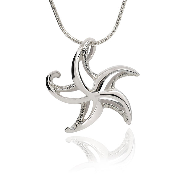 Starfish Necklace Sterling Silver for Women- Seastar Pendant, Sea Star Jewelry Sterling Silver, Beachy Necklace