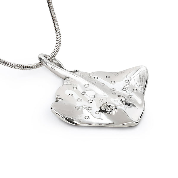 Stingray Necklace for Women Sterling Silver- Ray Necklace for Women, Sterling Silver Stingray Pendant, Stingray Jewelry, Scuba Diving Jewelry